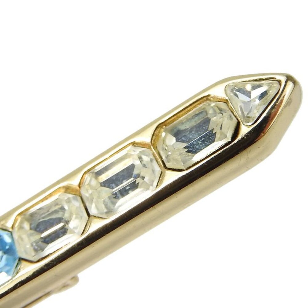 Christian Dior Brooch Metal Gold Clear Gold Hardware Plated Rhinestone Ribbon - Picture 6 of 9